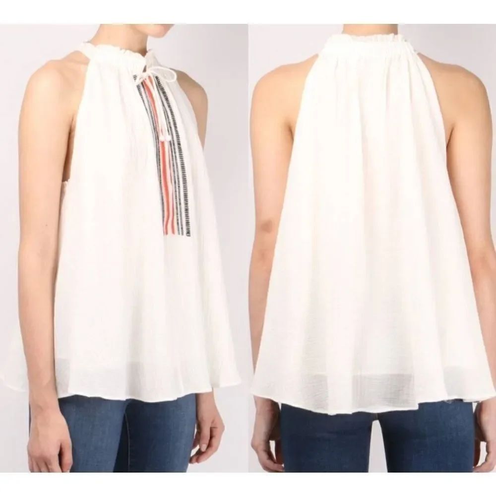 Apiece Apart Embroidered Asientos Sweep blouse tank white sz 4
